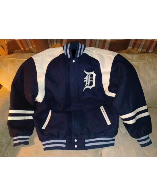 Navy Blue MLB Detroit Tigers Wool Jacket