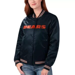 Navy Chicago Bears Rhinestone NFL Satin Jacket