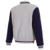 Men's JH Design Gray/Navy Los Angeles Chargers Reversible Fleece Full-Snap Jacket