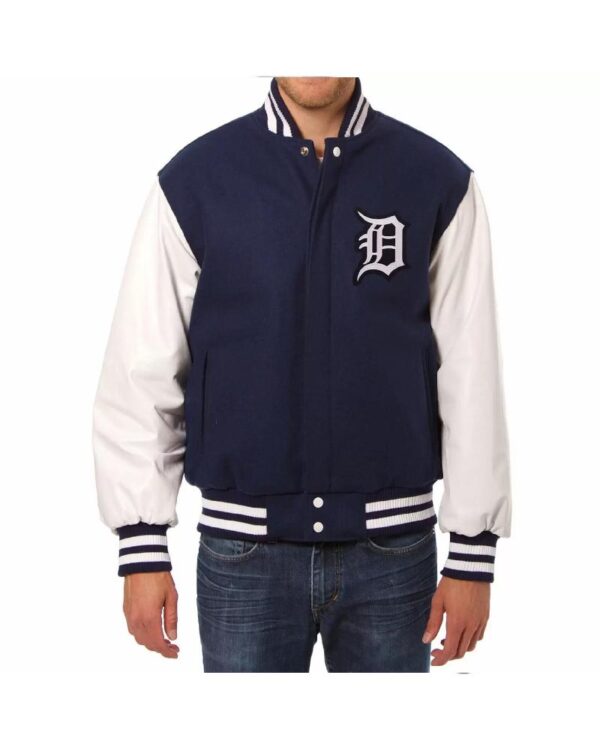 Navy White MLB Detroit Tigers Varsity Jacket
