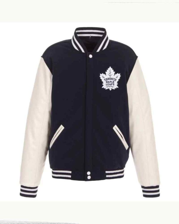 Navy White Toronto Maple Leafs Varsity Jacket