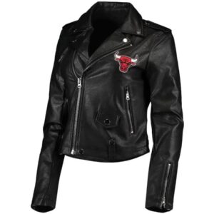 NBA Chicago Bulls Biker Black Leather Jacket
