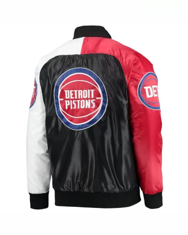 NBA Detroit Pistons Tricolor Full Snap Satin Jacket