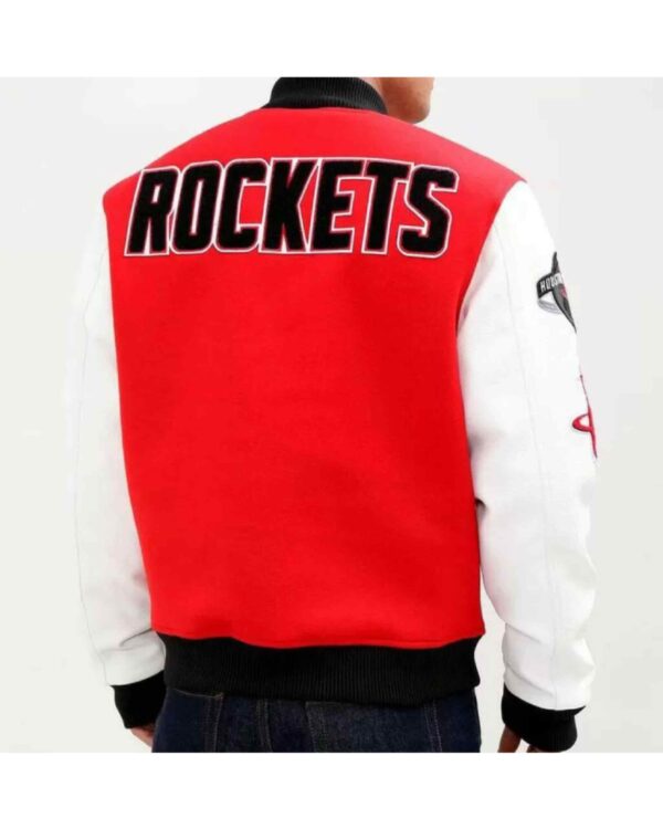 NBA Houston Rockets White And Red Varsity Jacket