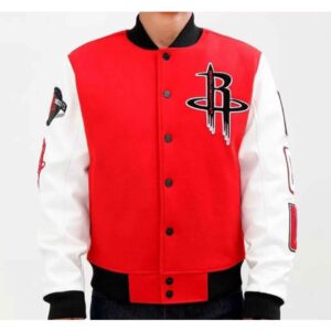NBA Houston Rockets White And Red Varsity Jacket