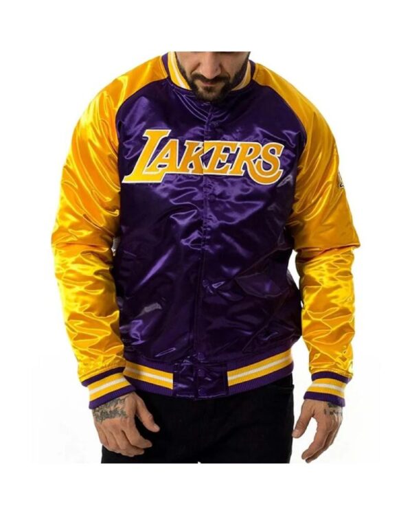 NBA Tough Season LA Lakers Yellow/Purple Full-Snap Satin Jacket