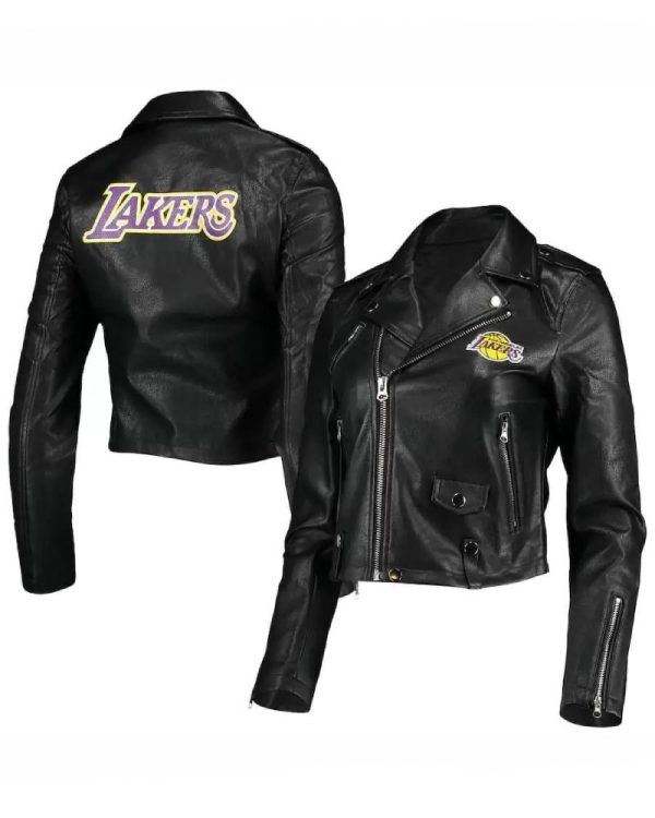 NBA Los Angeles Lakers Biker Black Leather Jacket