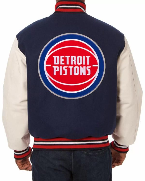 NBA Navy Detroit Pistons Two Tone Varsity Jacket