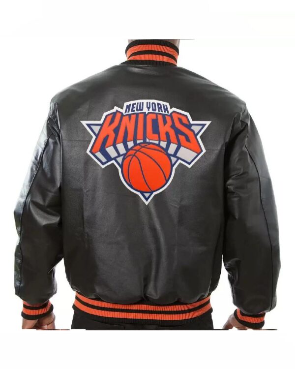 NBA New York Knicks Black Leather Jacket