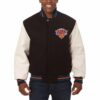 NBA New York Knicks Black Wool Leather Jacket