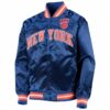 NBA New York Knicks Blue Satin Raglan Jacket