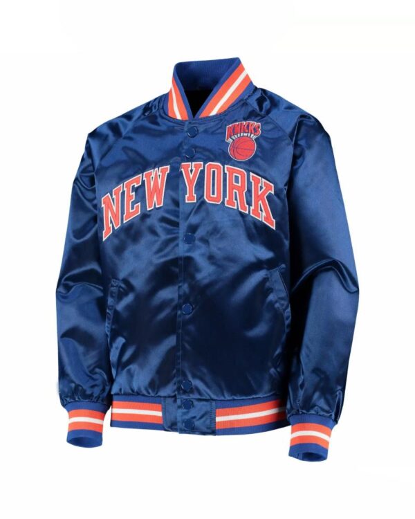 NBA New York Knicks Blue Satin Raglan Jacket