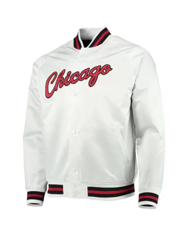 NBA Team Chicago Bulls White Satin Jacket