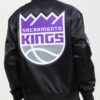 NBA Team Sacramento Kings Big Logo Black Satin Jacket