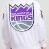 NBA Team Sacramento Kings Big Logo White Satin Jacket