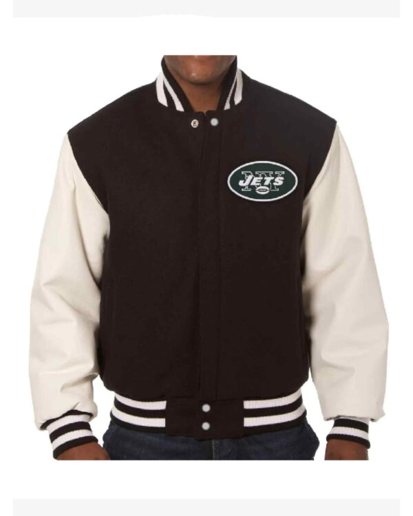 New York Jets NFL Brown And White Varsity Jacket