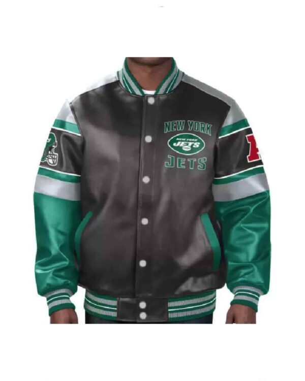 New York Jets NFL Multicolor Leather Jacket