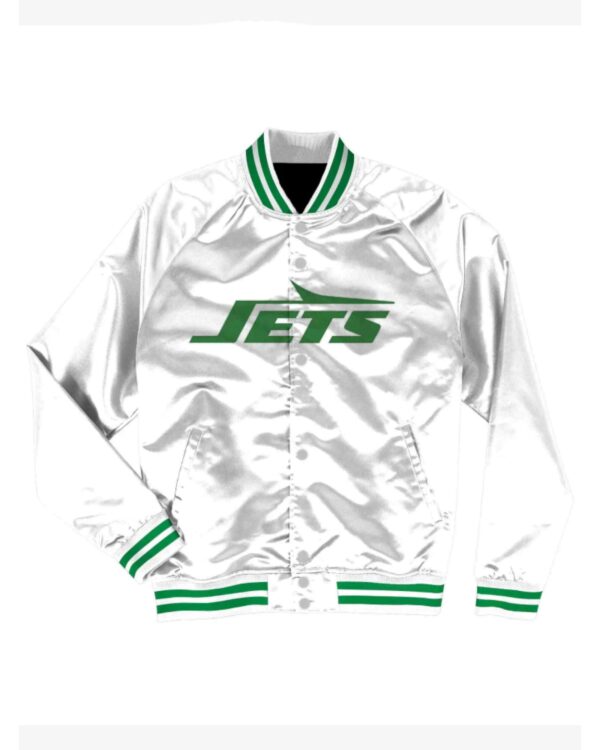 New York Jets NFL Team White Satin Jacket