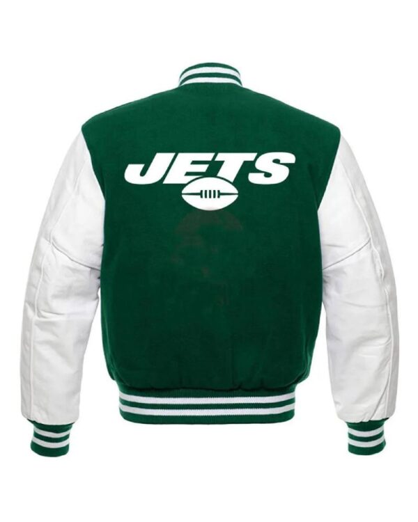 New York Jets Wool/Leather Varsity Green and White Jacket