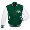 New York Jets Wool/Leather Varsity Green and White Jacket