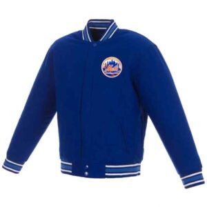 New York Mets Embroidered Logo Royal Wool Jacket
