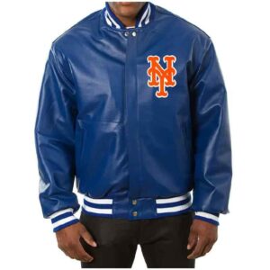 New York Mets Jeff Hamilton Royal Leather Jacket