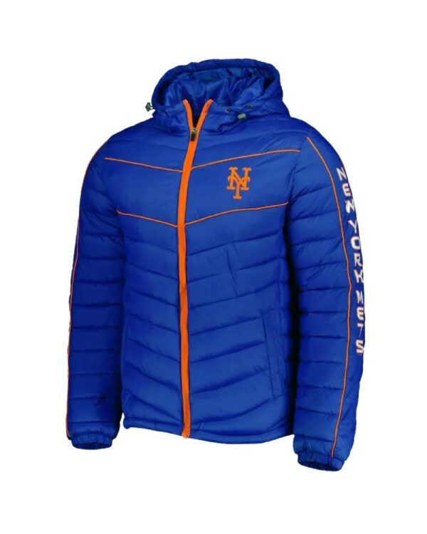 Splitter Soft Down Touch NY Mets Royal Blue Full-Zip Hooded Puffer Jacket