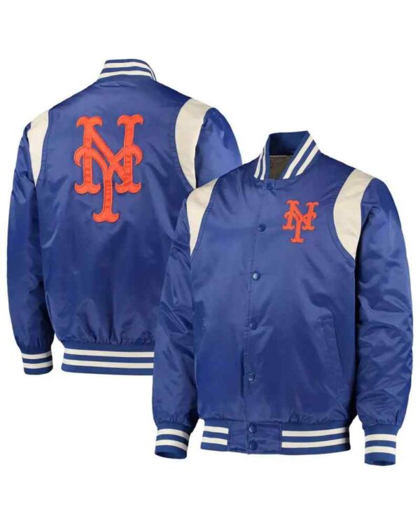 New York Mets Royal and Cream Varsity Satin Jacket