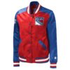 Starter Legends New York Rangers Blue and Red Satin Jacket