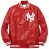 Supreme New York Yankees Full-Zip Varsity Leather Jacket