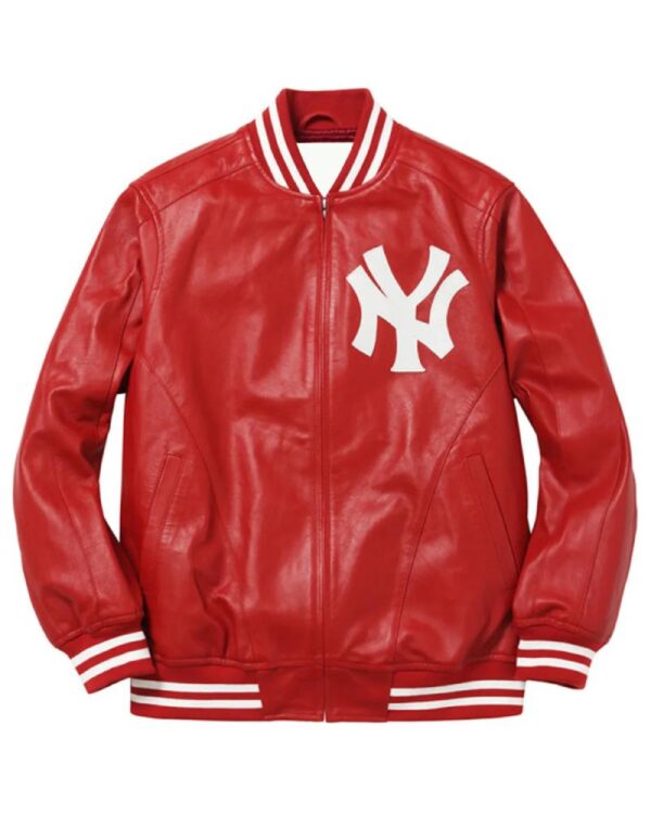 Supreme New York Yankees Full-Zip Varsity Leather Jacket