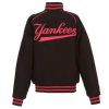New York Yankees Black Pink Snap Wool Jacket