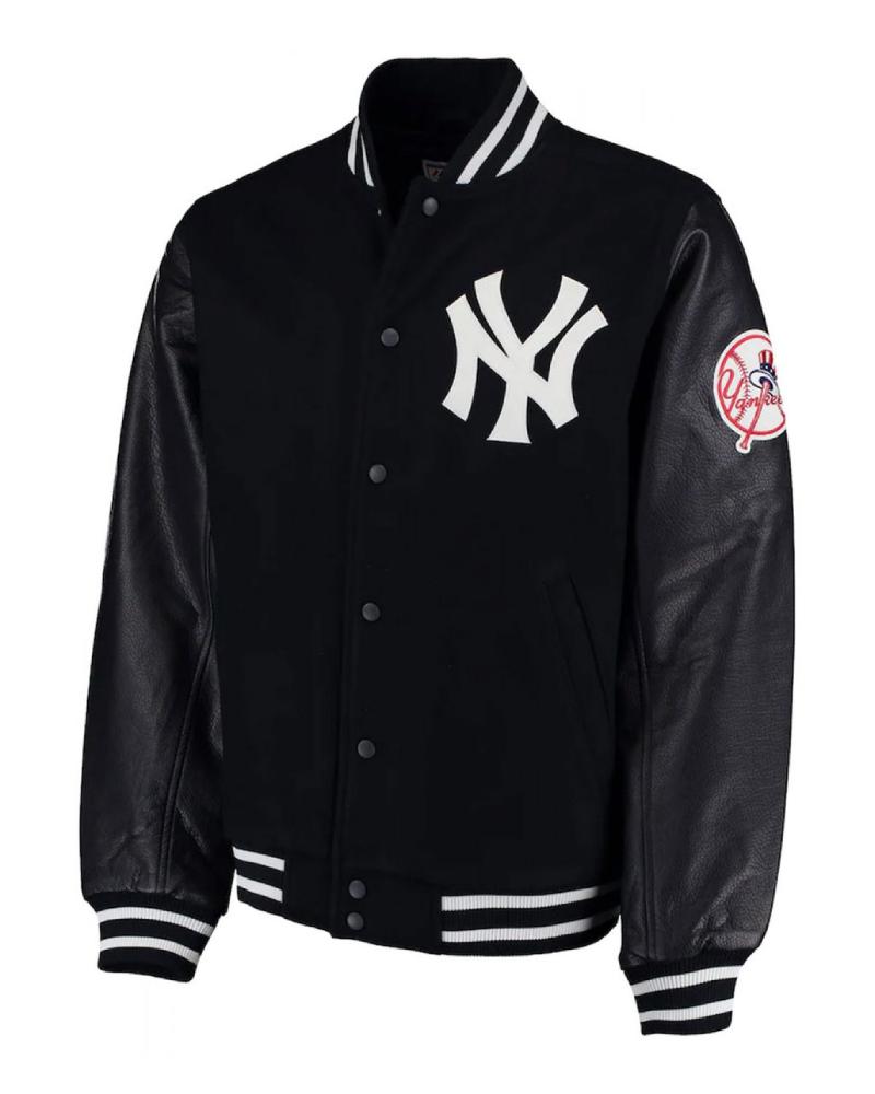 New York Yankees Triple Black Varsity Jacket -GLJ