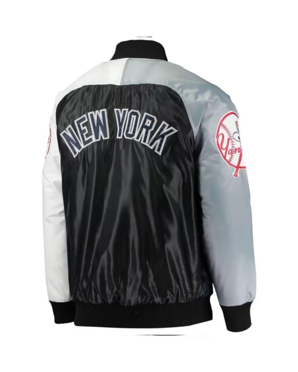 New York Yankees Tri Color Full Snap Satin Jacket