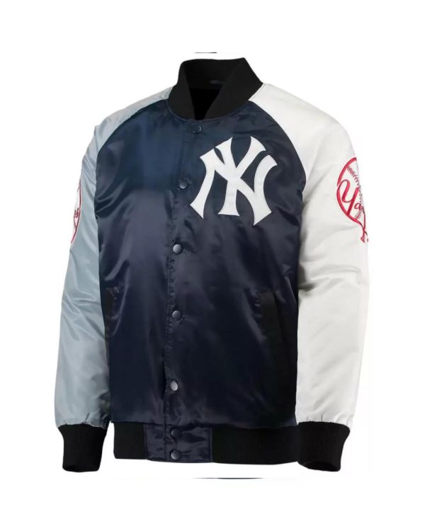 New York Yankees Tri Color Full Snap Satin Jacket