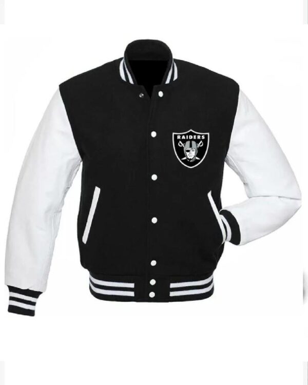 Black White NFL Las Vegas Raiders Varsity Jacket