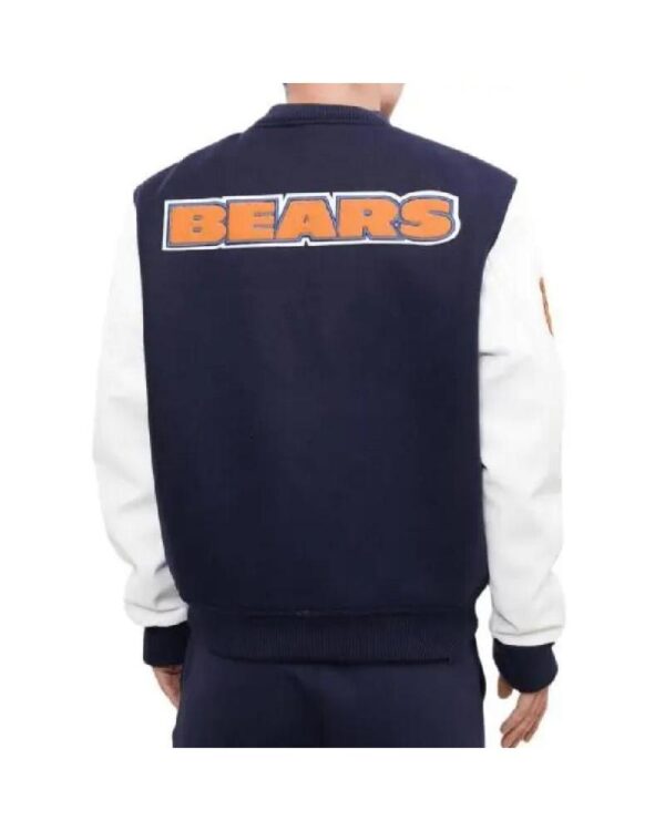 NFL Football Team Chicago Bears Navy Blue & White Bomber Varsity Jacket