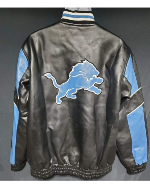 NFL Detroit Lions Black And Blue Leather Jacket