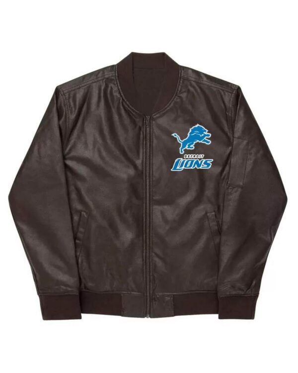 NFL Detroit Lions Brown Leather Varsity Jacket
