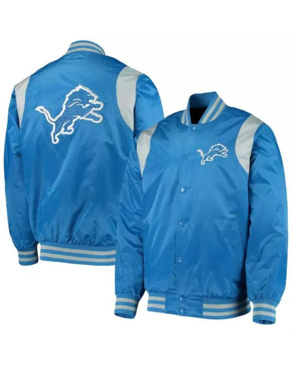 NFL Detroit Lions Blue And Gray Satin Jacket