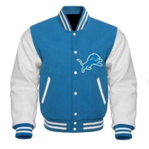 NFL Detroit Lions Light Blue And White Varsity Jacket