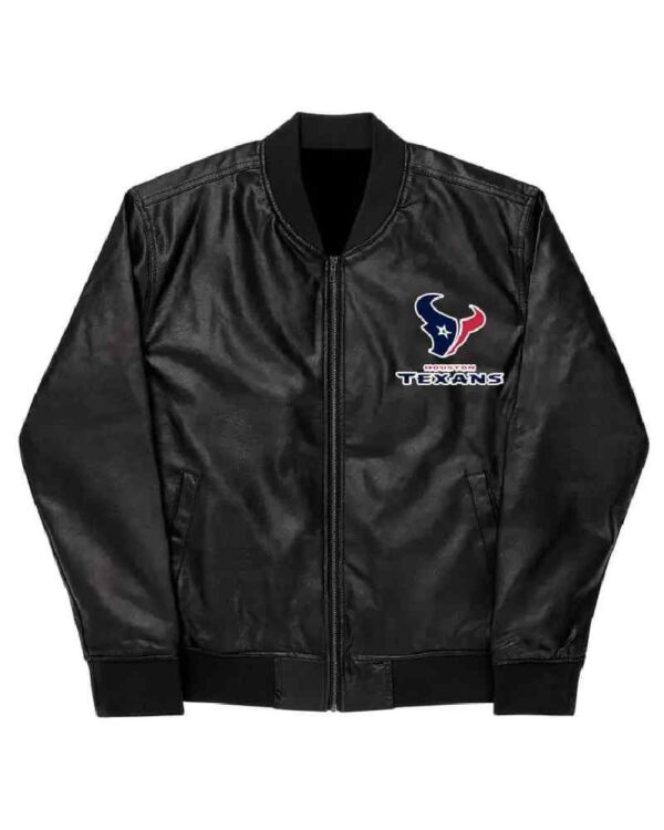 NFL Houston Texans Black Leather Varsity Jacket