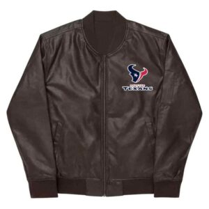 NFL Houston Texans Brown Leather Varsity Jacket