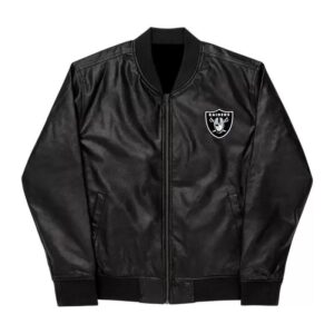 NFL Las Vegas Raiders Black Leather Varsity Jacket