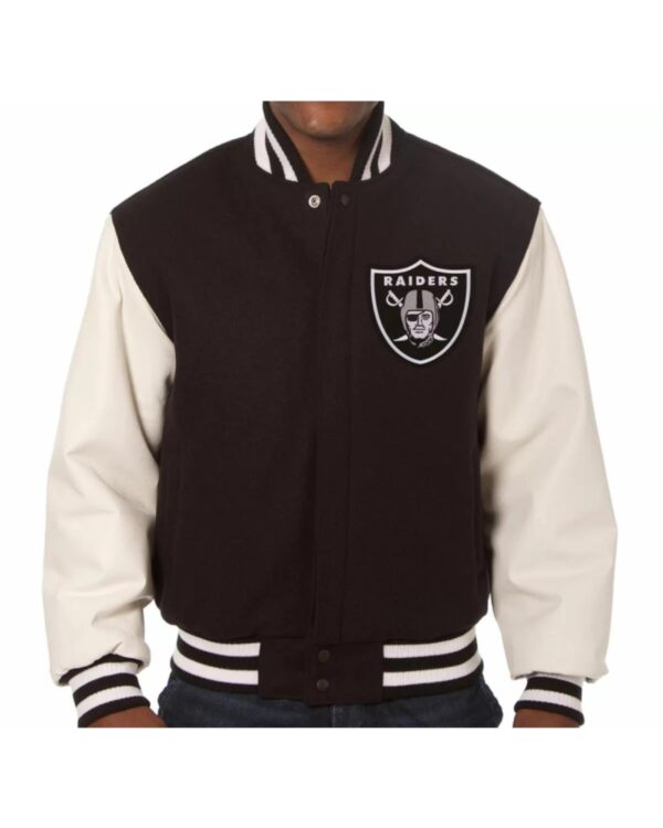 NFL Las Vegas Raiders Brown And Cream Varsity Jacket