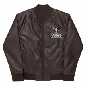NFL Las Vegas Raiders Brown Leather Varsity Jacket