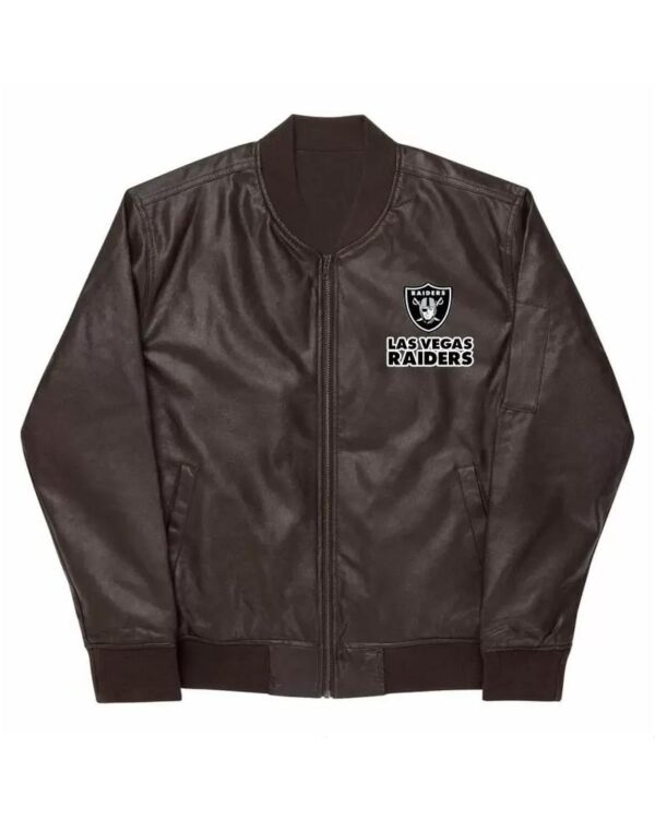 NFL Las Vegas Raiders Brown Leather Varsity Jacket