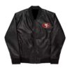 NFL San Francisco 49ers Black Leather Varsity Jacket