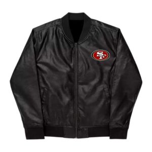 NFL San Francisco 49ers Black Leather Varsity Jacket
