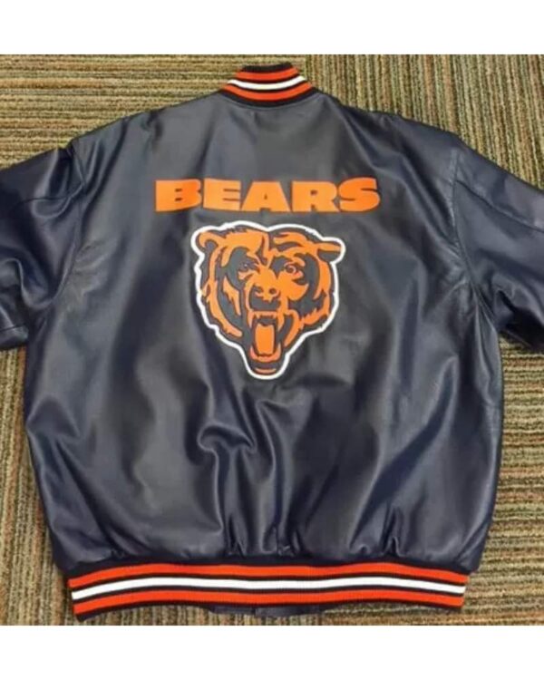 NFL Team Chicago Bears Navy Leather Jacket